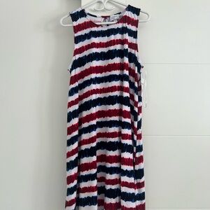 Liberty Park - Sleeveless Red, White & Blue Striped Dress